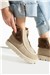 Kadın Bot & Bootie Hakiki Deri Bej Kısa Topuklu Casual/Günlük