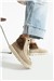 Kadın Bot & Bootie Hakiki Deri Bej Kısa Topuklu Casual/Günlük