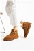 Kadın Bot & Bootie Hakiki Deri Taba Kısa Topuklu Casual/Günlük