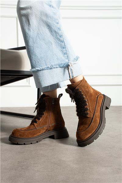 Kadın Bot & Bootie Süet Taba Orta Topuklu Casual/Günlük Soğuk Havaya Dayanıklı