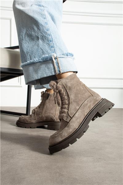 Kadın Bot & Bootie Süet Bej Orta Topuklu Casual/Günlük Soğuk Havaya Dayanıklı