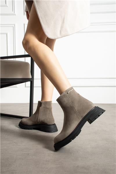 Kadın Bot & Bootie Süet Bej Orta Topuklu Casual/Günlük Soğuk Havaya Dayanıklı