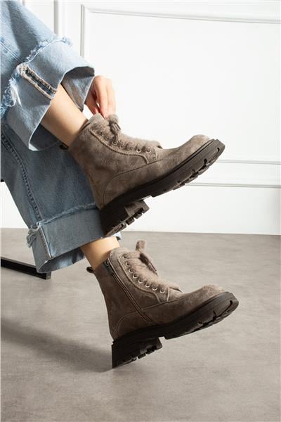 Kadın Bot & Bootie Süet Bej Orta Topuklu Casual/Günlük Soğuk Havaya Dayanıklı