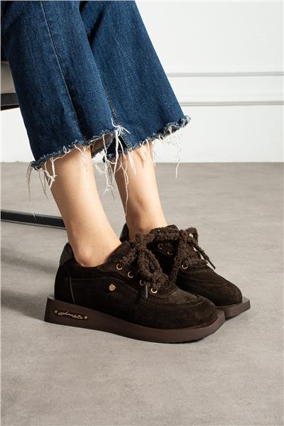 Kadın Bot & Bootie Süet Kahverengi Kısa Topuklu Casual/Günlük Soğuk Havaya Dayanıklı
