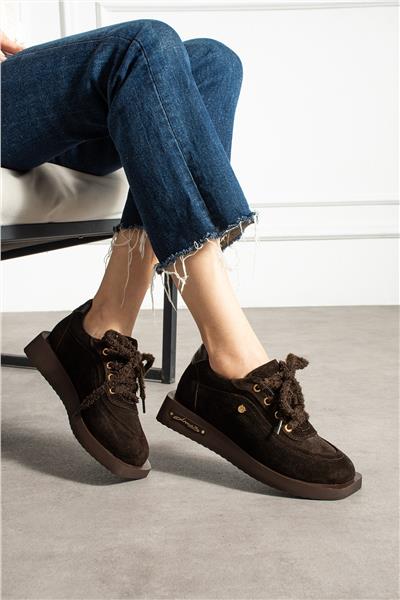 Kadın Bot & Bootie Süet Kahverengi Kısa Topuklu Casual/Günlük Soğuk Havaya Dayanıklı