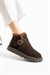 Kadın Bot & Bootie Süet Kahverengi Kısa Topuklu Casual/Günlük