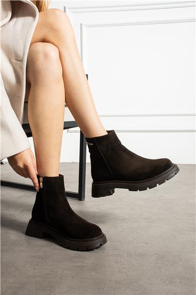 Kadın Bot & Bootie Süet Kahverengi Orta Topuklu Casual/Günlük Soğuk Havaya Dayanıklı