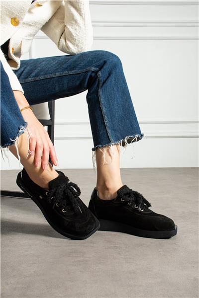 Kadın Bot & Bootie Süet Siyah Kısa Topuklu Casual/Günlük Soğuk Havaya Dayanıklı