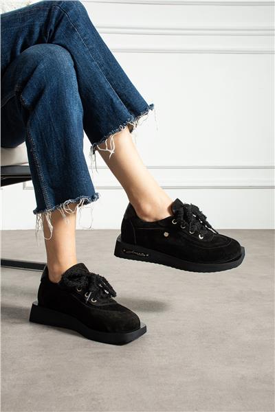 Kadın Bot & Bootie Süet Siyah Kısa Topuklu Casual/Günlük Soğuk Havaya Dayanıklı