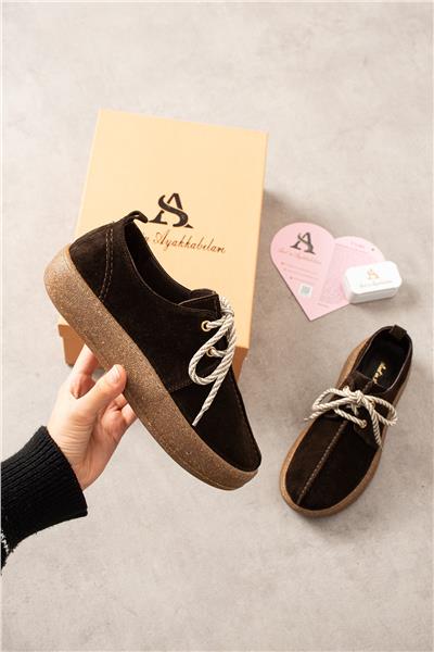 Kadın Loafer Ayakkabı Süet Kahverengi Kısa Topuklu Casual/Günlük