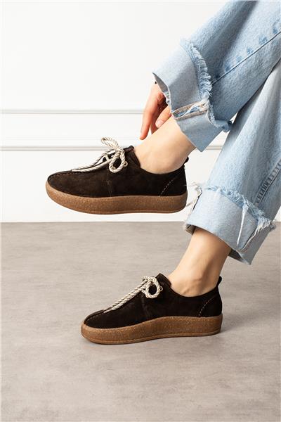 Kadın Loafer Ayakkabı Süet Kahverengi Kısa Topuklu Casual/Günlük