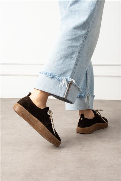 Kadın Loafer Ayakkabı Süet Kahverengi Kısa Topuklu Casual/Günlük