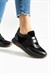Kadın Sneaker Hakiki Deri Siyah Kısa Topuklu Casual/Günlük