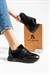 Kadın Sneaker Hakiki Deri Siyah Kısa Topuklu Casual/Günlük