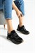 Kadın Sneaker Hakiki Deri Siyah Kısa Topuklu Casual/Günlük