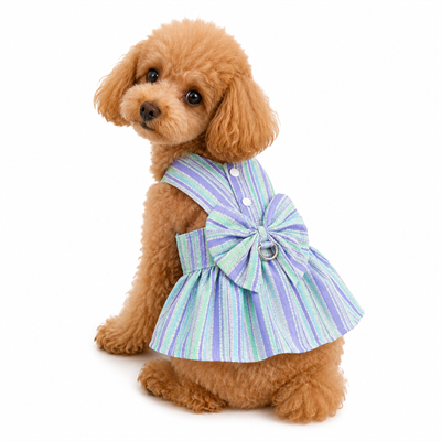 DolcePets Çizgili Fiyonk Elbise/Yeşil