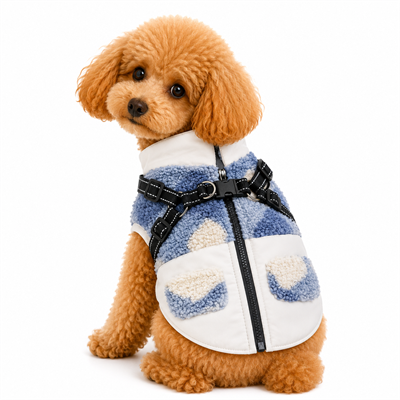Dolcepets Tasmalı Polar Ceket/Beyaz