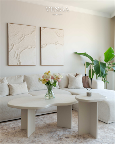 Betonni İkili Sehpa Seti ( Orta + Yan Sehpa)