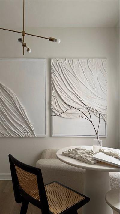 Luva Kumaş Dokulu Tablo İkili Set