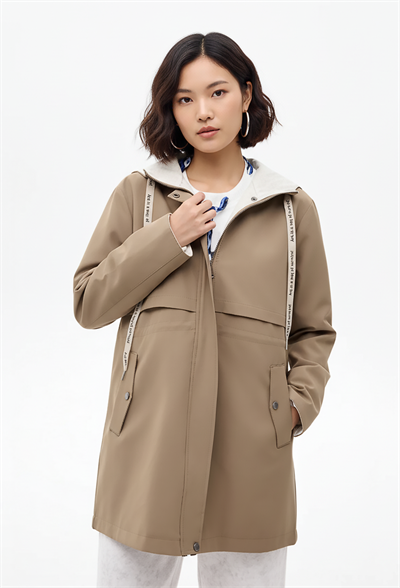 Kapüşonlu Oversize Kaban Haki