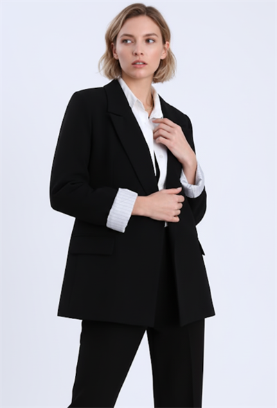 Kolu Katlamalı Ceket- Siyah