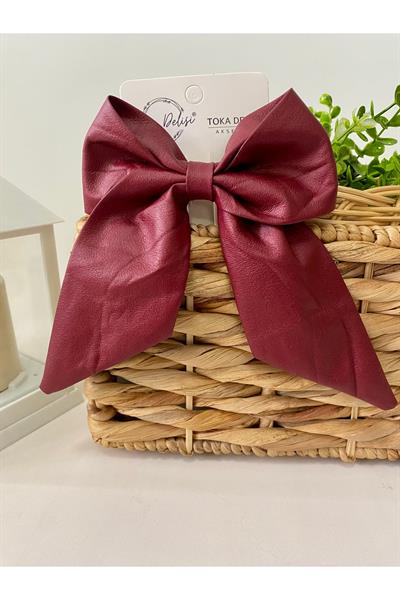  Mürdüm-Bordo Deri Dokulu Hacimli ve Dökümlü Tokası El Yapımı