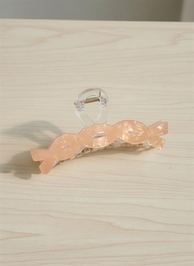 Zarif Kavisli Hatlı Sütlü Kahve Akrilik Mandal Toka - el yapımı