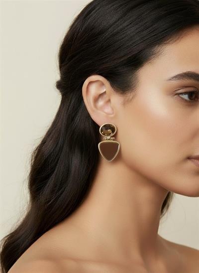 KADIN TREND BRONZ TAŞLI SALLANTILI KÜPE