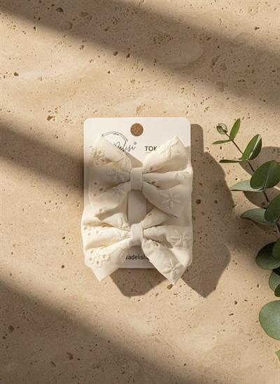 Romantik Floral Fisto İşlemeli Pamuklu 2li Paket Yan Toka El Yapımı
