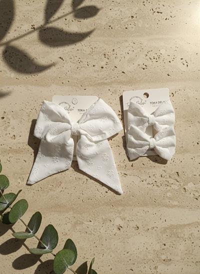 Fisto Anne Kız Klasik Otomatik Beyaz Fiyonk Toka Özel Tasarım, Kına Nikah Kadin Toka El Yapımı