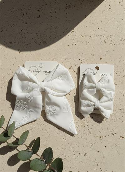 Fisto Anne Kız Yeni Otomatik Beyaz Fiyonk Toka Özel Tasarım, Kına Nikah Kadin Toka El Yapımı