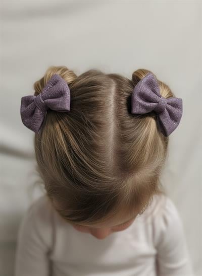 Sevimli Lavanta Tonlarında Parıltılı Kumaş 2li Bebek Tokası El Yapımı