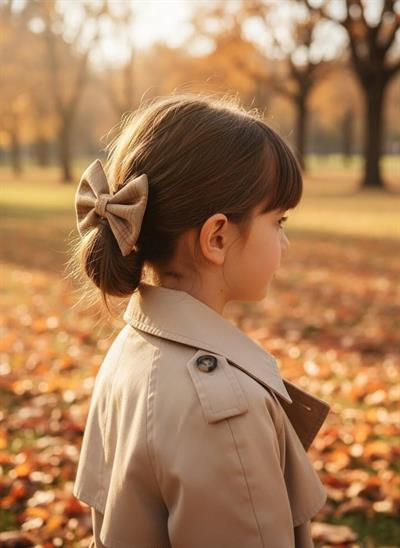 Çocuklar İçin Kahverengi Ekose Desenli Fiyonk Pens Toka - el yapımı