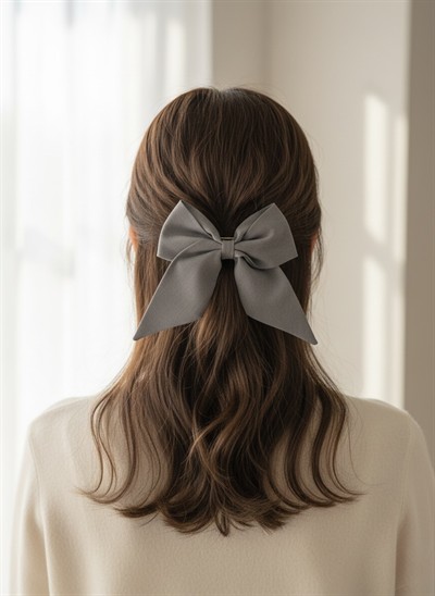 Gri Kadin Renkli Otomatik Fiyonk Toka, El Yapımı