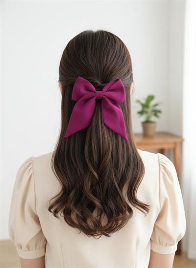 Moda Mor Renk Kadin Renkli Otomatik Fiyonk Toka, Genç Kız Klipsli Kadin Toka El Yapımı