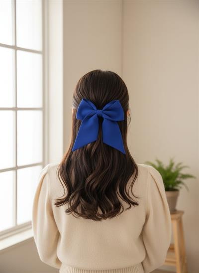 Kadın Saks Mavisi Kraliyet Mavisi (Royal Blue) Premium Kuyruklu Fiyonk Toka El Yapımı