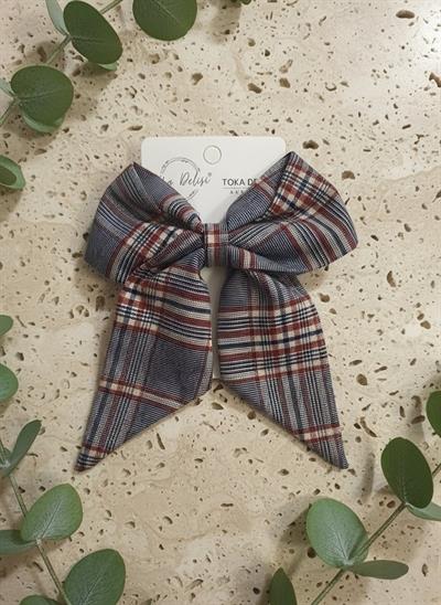 Romantik İskoç Ekosesi Dokuma Kumaş Hacimli ve Dökümlü Tokası El Yapımı