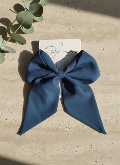 İndigo Mavisi Kadin Renkli Otomatik Fiyonk Toka El Yapımı