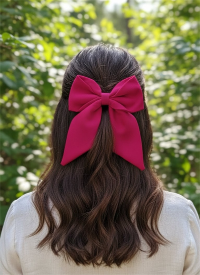 Canlı Fuşya Tonlarında Dökümlü ve Büyük Boy Saç Tokası El Yapımı