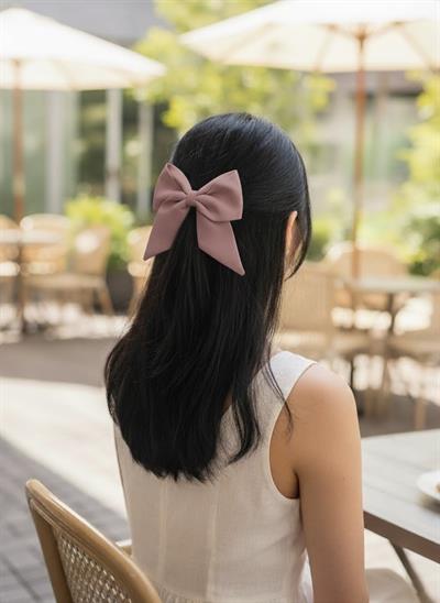 Açık Pudra Kadın Renkli Otomatik Fiyonk Toka El Yapımı