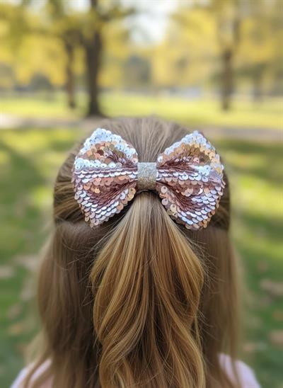 Abiyelik Pul Payet Pudra Pembe Otomatik Fiyonk Toka, Cocuk Toka, Düğün Nikah Kadin Toka El Yapımı 