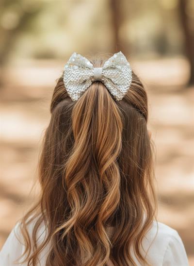  Abiyelik Pul Payet Bej Otomatik Cocuk Fiyonk Toka, Pullu Payet Fiyonk Kadin Toka, Düğün El Yapımı