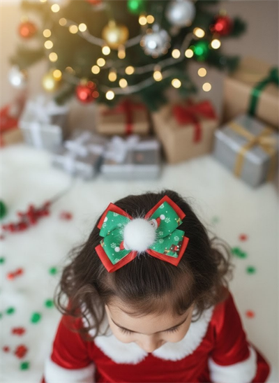 Yılbaşı Temalı Noel Baba Desenlı Ponponlu Fiyonk Cocuk Toka