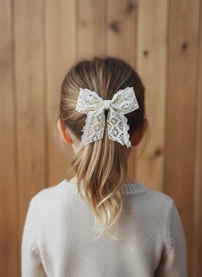  Çocuk Dantel Minik Fiyonk Toka, Otomatik Klipsli Saç Tokası, Çocuk Toka El Yapımı