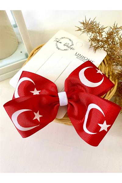 23 Nisan 29 Ekim Kırmızı Beyaz Son Trend Fiyonk Toka, Kurdele Hand Made Çocuk Pens Fiyonk Toka