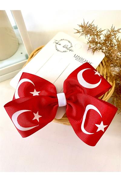 23 Nisan 29 Ekim Kırmızı Beyaz Son Trend Fiyonk Toka, Kurdele Hand Made Çocuk Pens Fiyonk Toka
