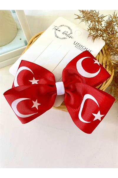 23 Nisan 29 Ekim Kırmızı Beyaz Son Trend Fiyonk Toka, Kurdele Hand Made Çocuk Pens Fiyonk Toka