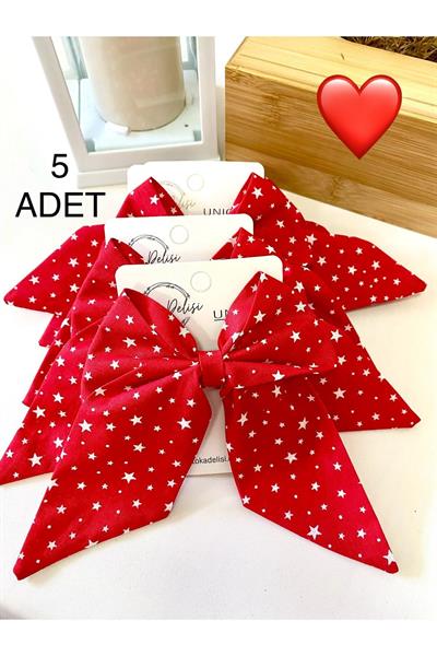5 Adet 23 Nisan 29 Ekim 5 Adet İçin El Yapımı Kırmızı Beyaz Yıldız Desen Fiyonk Toka
