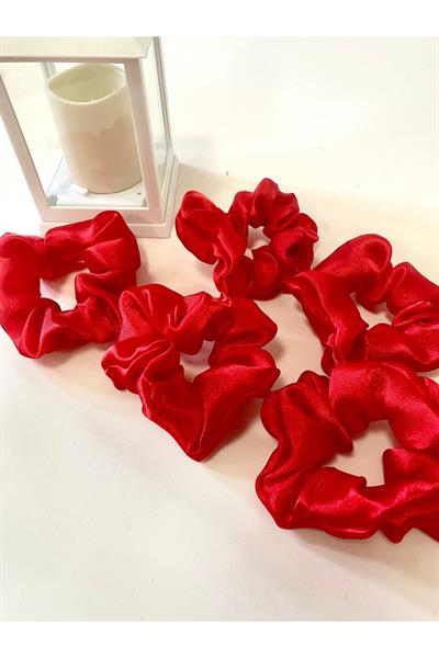 5 Adet Kırmızı Rahat Ve Şık Scrunchie Saten Simit Toka, Kına Için Toka
