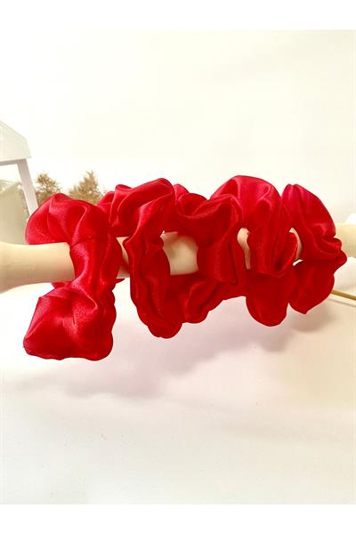 5 Adet Kırmızı Rahat Ve Şık Scrunchie Saten Simit Toka, Kına Için Toka